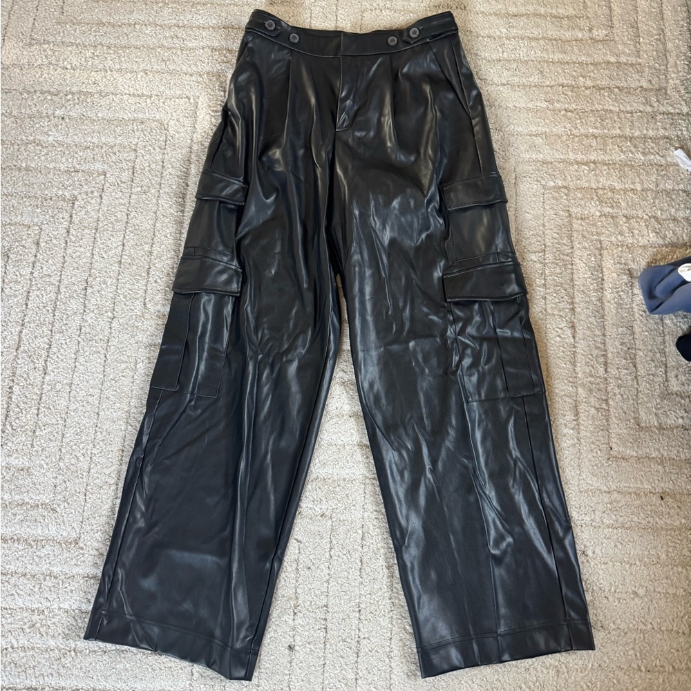 a new day Black Faux Leather Cargo Pants